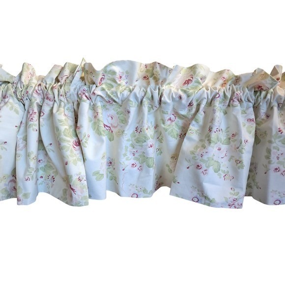 Floral Curtain Valances, Cottagecore Shabby‎ Chic Style, Rose Print, 2 Panels - Picture 5 of 5